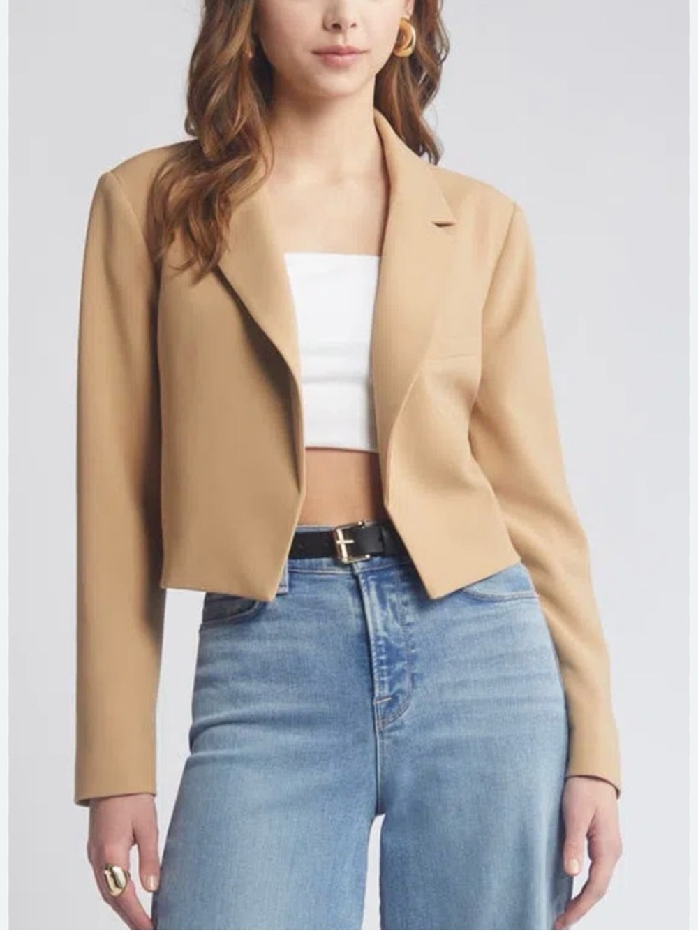 Open Edit - SZ XL - Cropped Tan Blazer